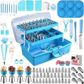 Satianyou Cake Decorating Tools Supplies Kit, 236 Pieces Baking Accessories with Storage Case, Frosting Piping Kit Satianyou Cake Decorating Tools Supplies Kit, 236 Pieces Baking Accessories with Storage Case, Frosting Piping Kit